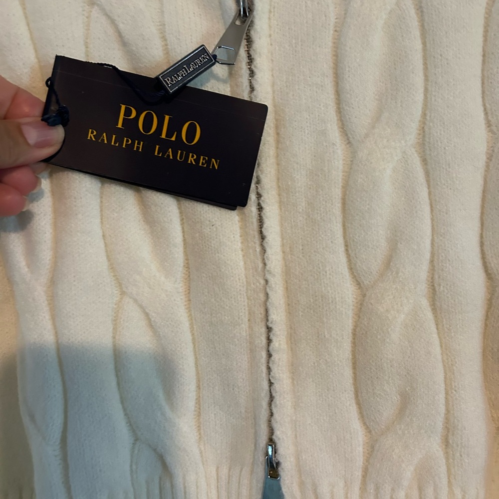 Ralph Lauren Outlet Cream Cable Knit Cardigan - Picture 7 of 7